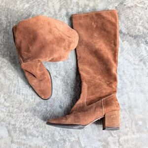 ETIENNE AIGNER Tova Suede Knee High Boot In Saddle, size 9M